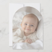 Teddybeer Doop Witte Boog Uitnodiging (Achterkant)