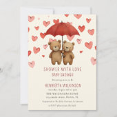 Teddybeer "Dopen met Liefde" Babyborrel Kaart (Voorkant)