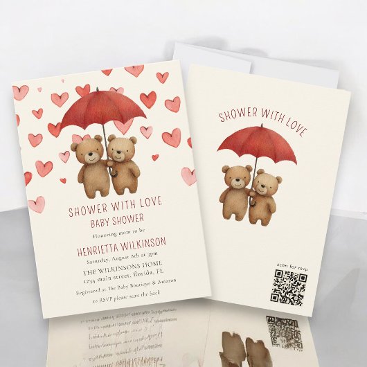 Teddybeer "Dopen met Liefde" Babyborrel Kaart