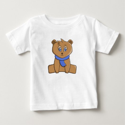 Teddybeer draagt een blauwe sjaal (Voorkant)