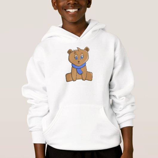 Teddybeer draagt een blauwe sjaal (Voorkant)