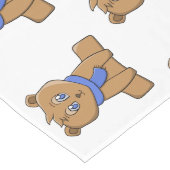 Teddybeer draagt een blauwe sjaal lange tafelloper (Hoek)