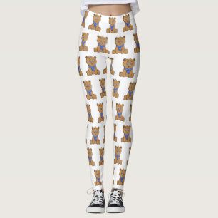 Teddybeer draagt een blauwe sjaal leggings