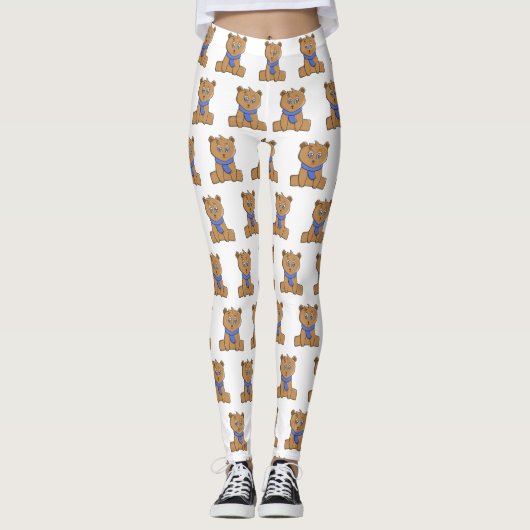 Teddybeer draagt een blauwe sjaal leggings (Voorkant)