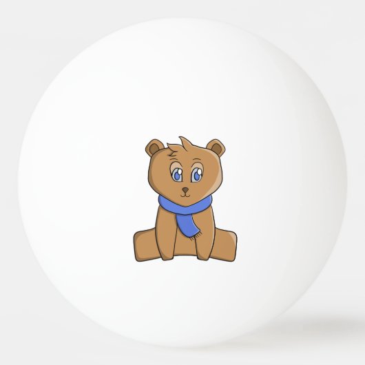 Teddybeer draagt een blauwe sjaal pingpongbal (Voorkant)