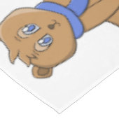 Teddybeer draagt een blauwe sjaal tafelkleed (Gekanteld)