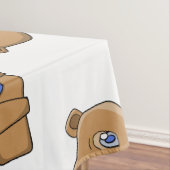 Teddybeer draagt een blauwe sjaal tafelkleed (Voorbeeld)