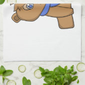 Teddybeer draagt een blauwe sjaal theedoek (Gevouwen)