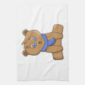 Teddybeer draagt een blauwe sjaal theedoek (Verticaal)
