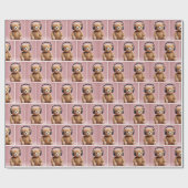 Teddybeer draagt een hoofdtelefoon cadeaupapier (Vlak)