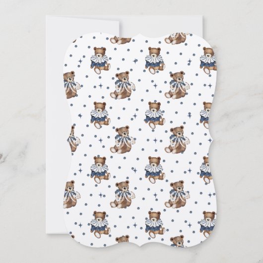 Teddybeer Dusty Blue Berry Zoet Baby shower Kaart (Achterkant)