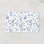 Teddybeer Dusty Blue Toile Boeken voor Baby shower Informatiekaartje (Achterkant)