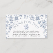 Teddybeer Dusty Blue Toile Boeken voor Baby shower Informatiekaartje (Voorkant)
