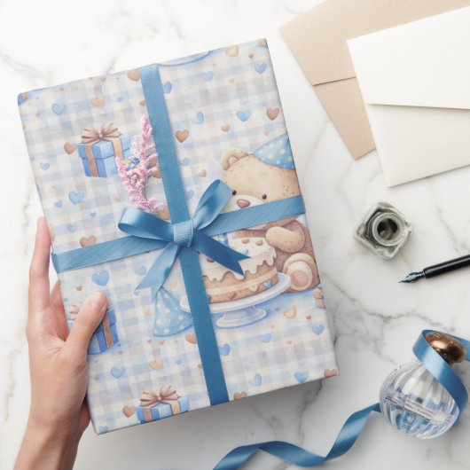 Teddybeer Eén Jaar Verjaardag Cadeaupapier (Geschenken)