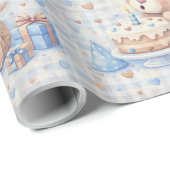 Teddybeer Eén Jaar Verjaardag Cadeaupapier (Rol Hoek)