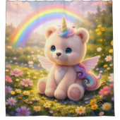 Teddybeer eenhoorn luxe douchegordijn (Voorkant)