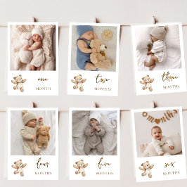Teddybeer Eerste Verjaardag Foto Bannerkaart Feestdagenkaart