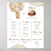 Teddybeer Eerste Verjaardag Infographic Mijlpaal Poster (Voorkant)