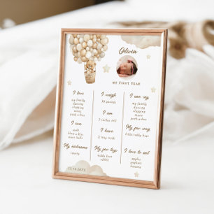 Teddybeer Eerste Verjaardag Infographic Milestone Poster