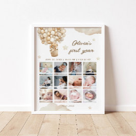 Teddybeer Eerste Verjaardag Milestone Foto Poster