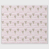 Teddybeer EERSTE verjaardag roze themafeest Cadeaupapier (Vlak)