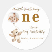 Teddybeer Eerste Verjaardag Stickers (Voorkant)