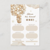 Teddybeer Eerste Verjaardag Tijd Capsule Massage Informatiekaartje (Voorkant)