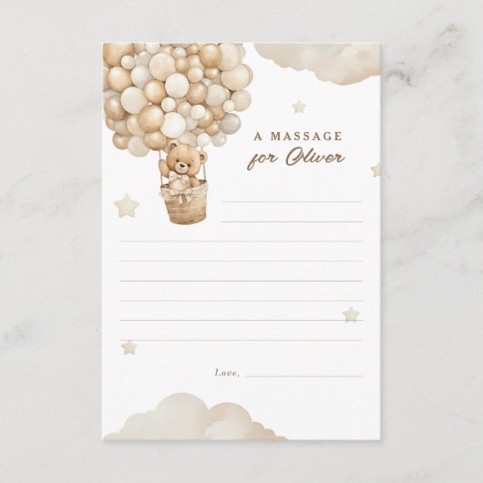 Teddybeer Eerste Verjaardag Tijd Capsule Massage Informatiekaartje (Voorkant)