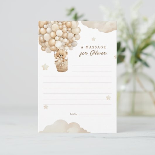 Teddybeer Eerste Verjaardag Tijd Capsule Massage Informatiekaartje (Staand voorkant)