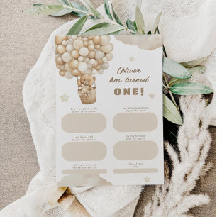 Teddybeer Eerste Verjaardag Tijd Capsule Massage Informatiekaartje