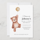 Teddybeer Eerste Verjaardagsfeestje Kaart (Voorkant)