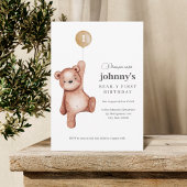 Teddybeer Eerste Verjaardagsfeestje Kaart