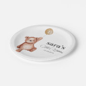 Teddybeer Eerste Verjaardagsfeestje Papieren Bordje (Gekanteld)