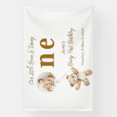 Teddybeer Eerste Verjaardagsfoto Spandoek (Verticaal)
