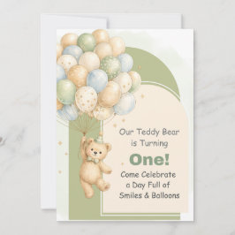 Teddybeer Eerste Verjaardagsuitnodiging Kaart