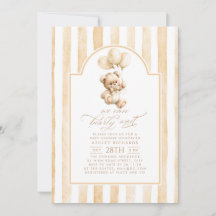 Teddybeer Elegant Lichtbruine Strepen Baby Shower