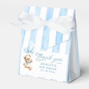 Teddybeer Elegante Lichtblauwe Strepen Baby Shower Bedankdoosjes