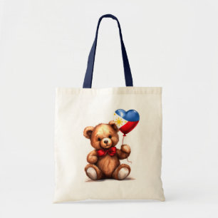 Teddybeer en ballon met de Filipijnse vlag. Tote Bag
