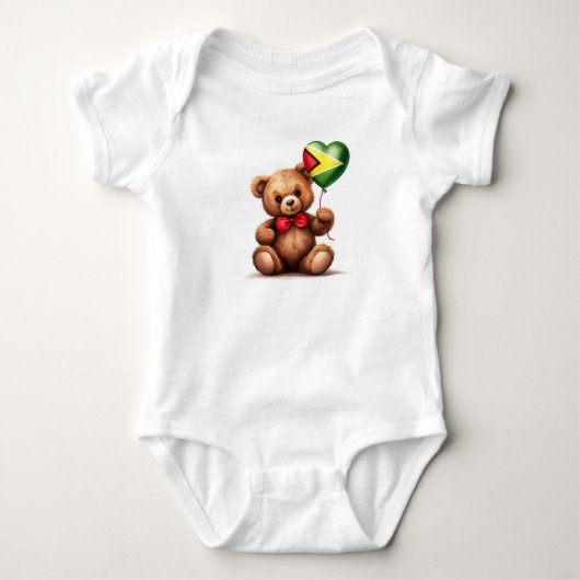 teddybeer en ballon met de Guyaanse vlag. Romper (Voorkant)