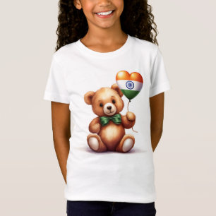 Teddybeer en ballon met de Indiase vlag. T-shirt