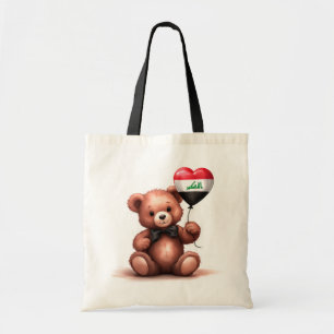 Teddybeer en ballon met de Iraakse vlag. Tote Bag
