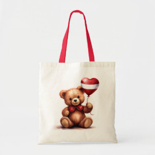 teddybeer en ballon met de Letse vlag. Tote Bag