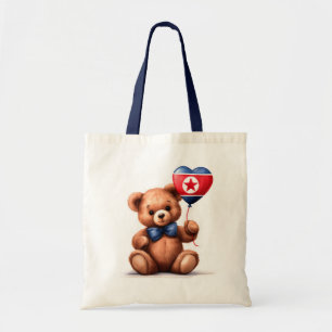 Teddybeer en ballon met de Noord-Koreaanse vlag. Tote Bag