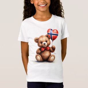 teddybeer en ballon met de Noorse vlag. T-shirt