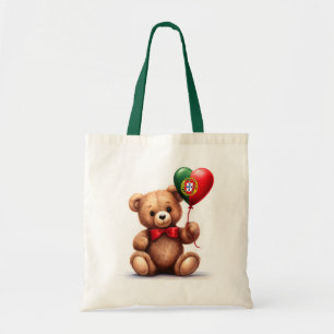 Teddybeer en ballon met de Portugese vlag. Tote Bag