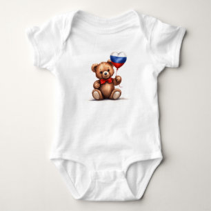 teddybeer en ballon met de Russische vlag. Romper