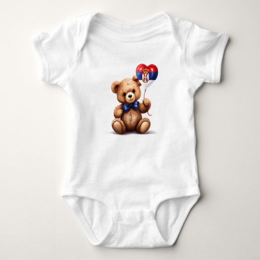teddybeer en ballon met de Servische vlag. Romper (Voorkant)