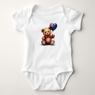 Teddybeer en ballon met de vlag van Nieuw-Zeeland. Romper