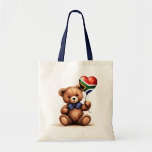 teddybeer en ballon met de Zuid-Afrikaanse vlag. Tote Bag