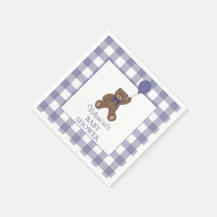 Teddybeer en ballon paarse babyshower servet